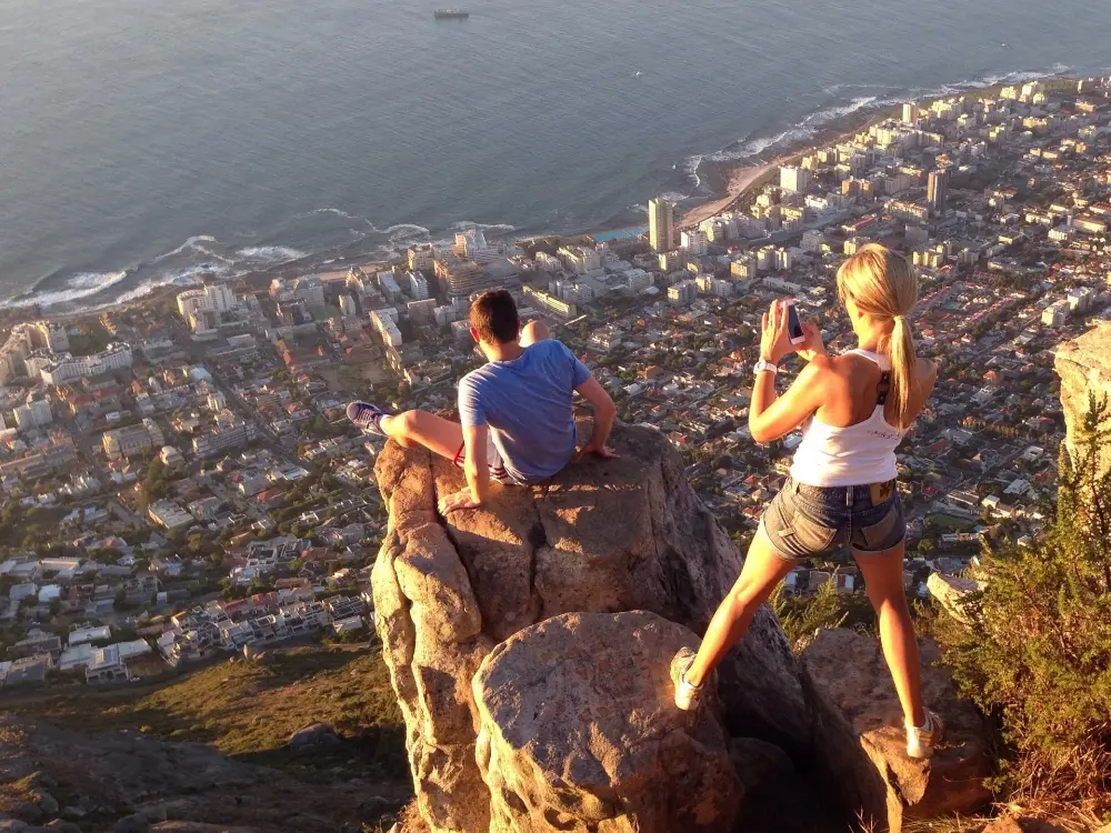 school travel students on an overlooking the city of South Africa
