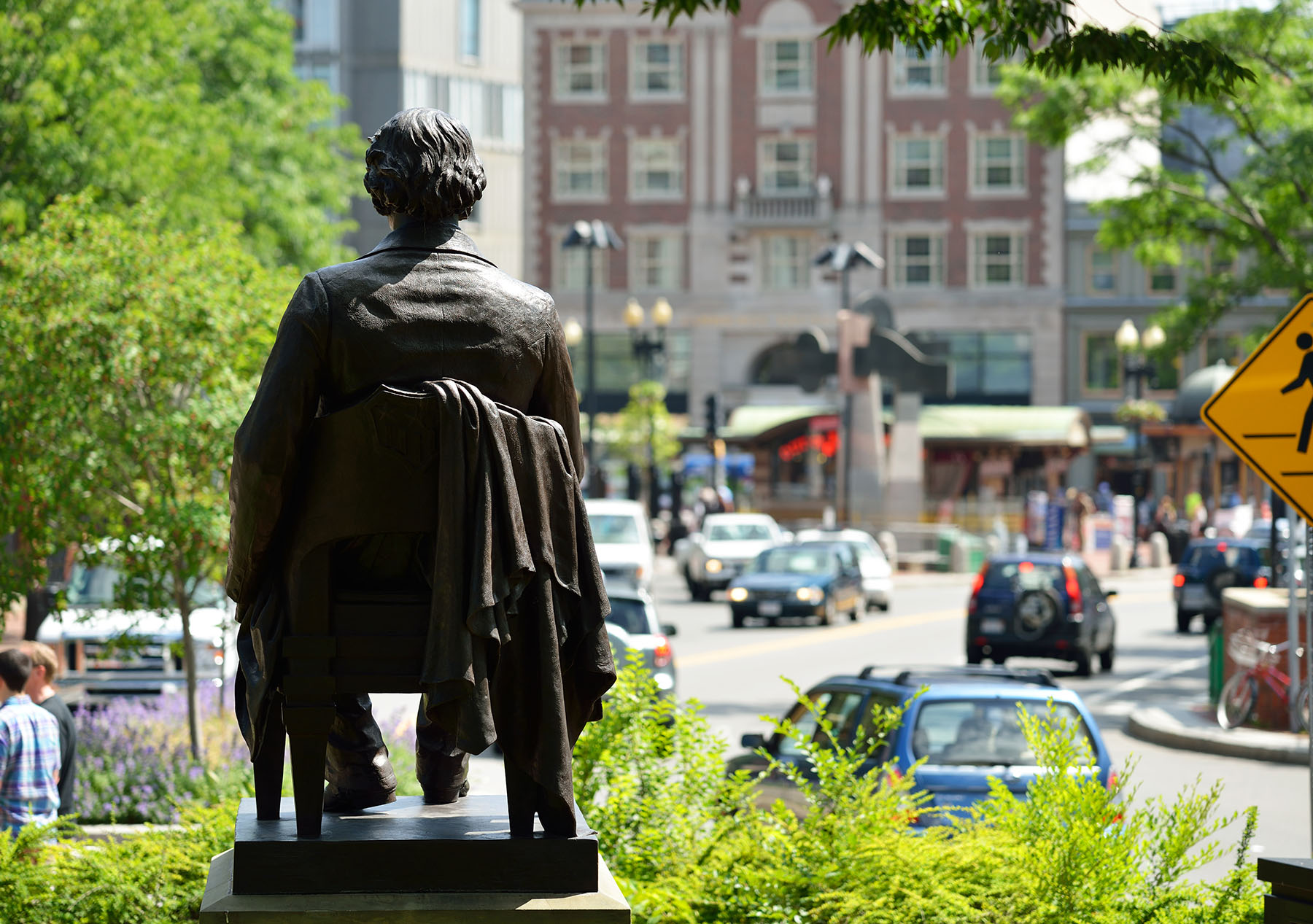 Harvard Square statue in Cambridge