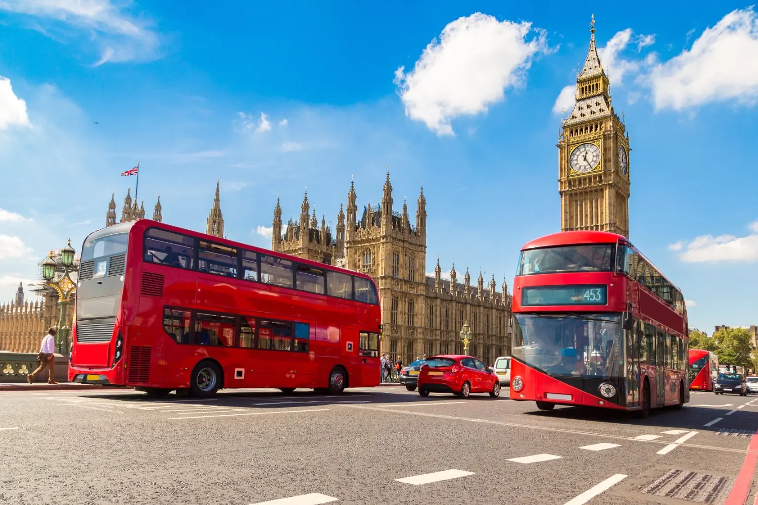 Two double decker busses in London