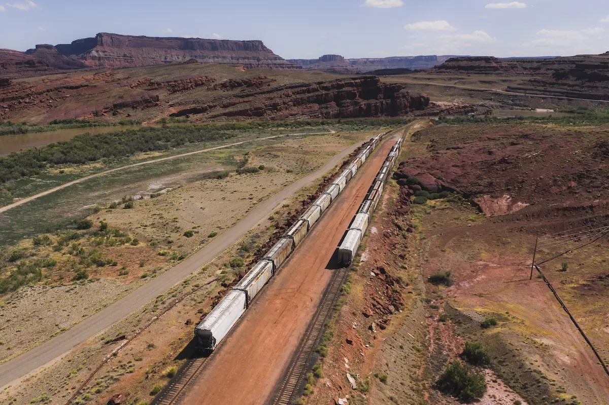 Drone shot of a railroad