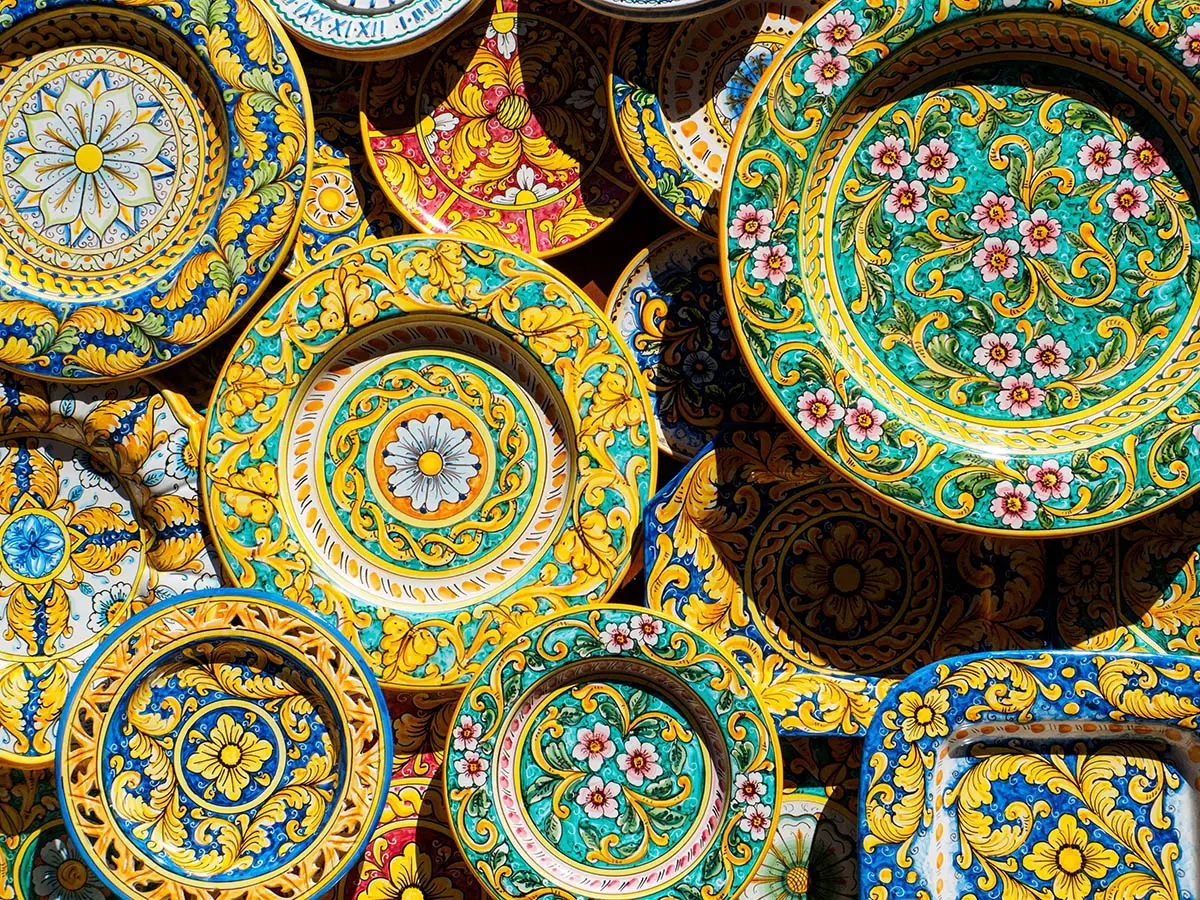 Handmade colorful pottery in Sicily, Erice