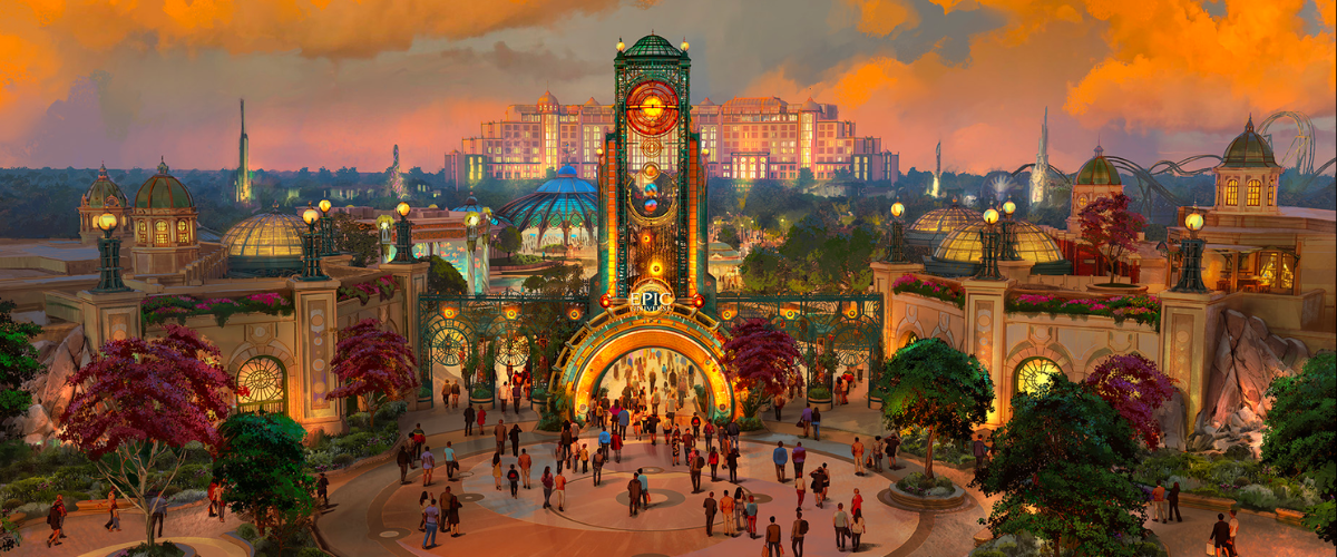 illustration of epic universe theme park