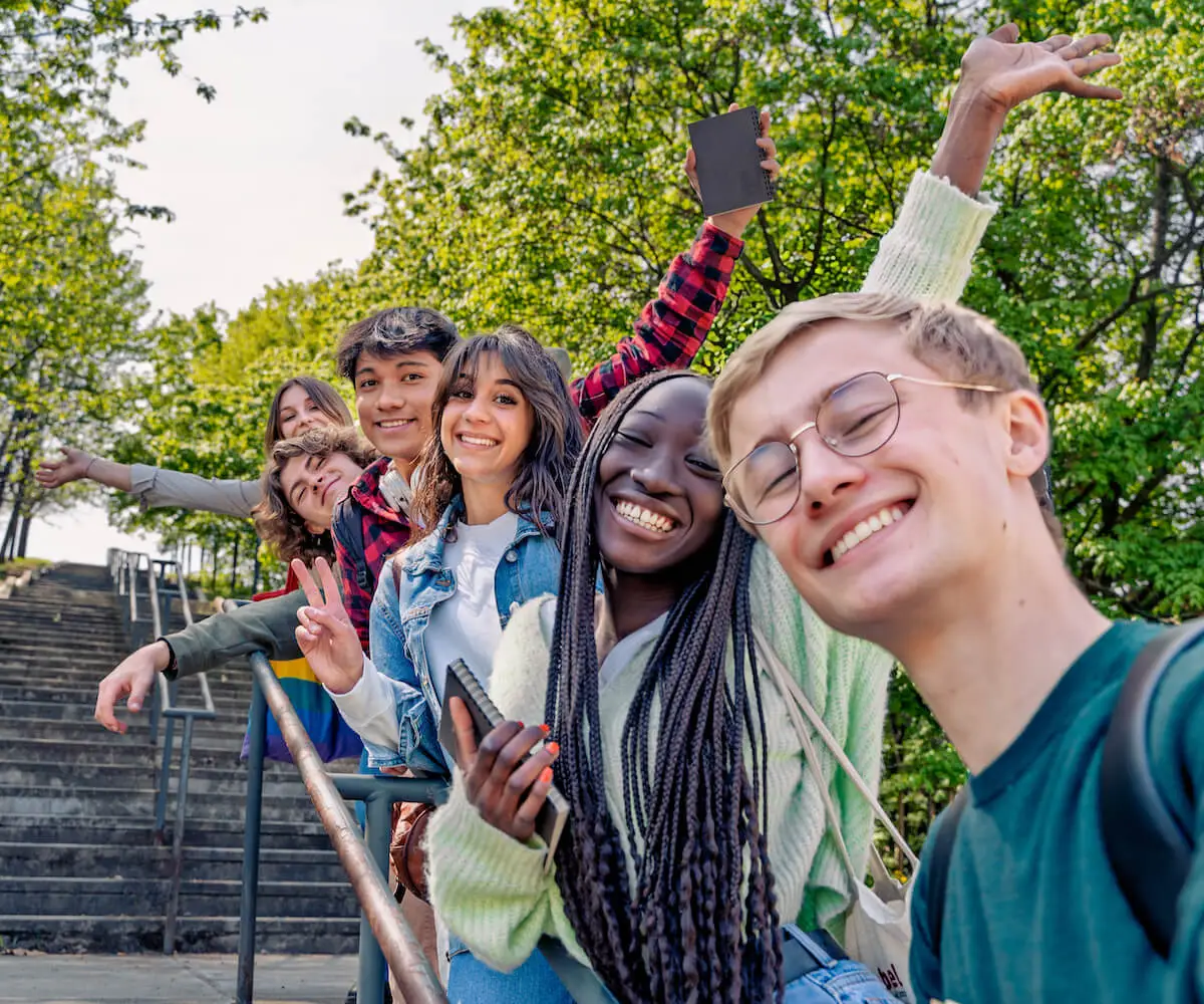 students outdoors on an educational tour