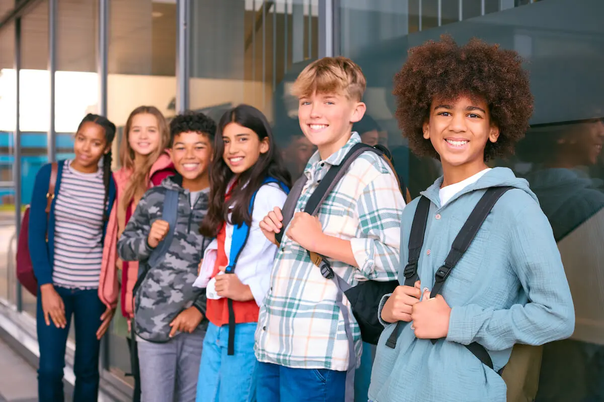 middle school students on educational tour