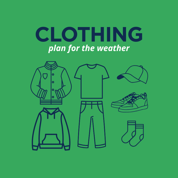 clothing student travel packing list icons