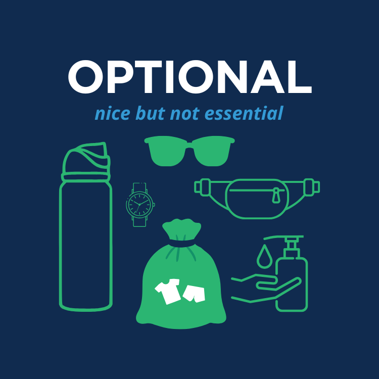 optional student travel packing list icons