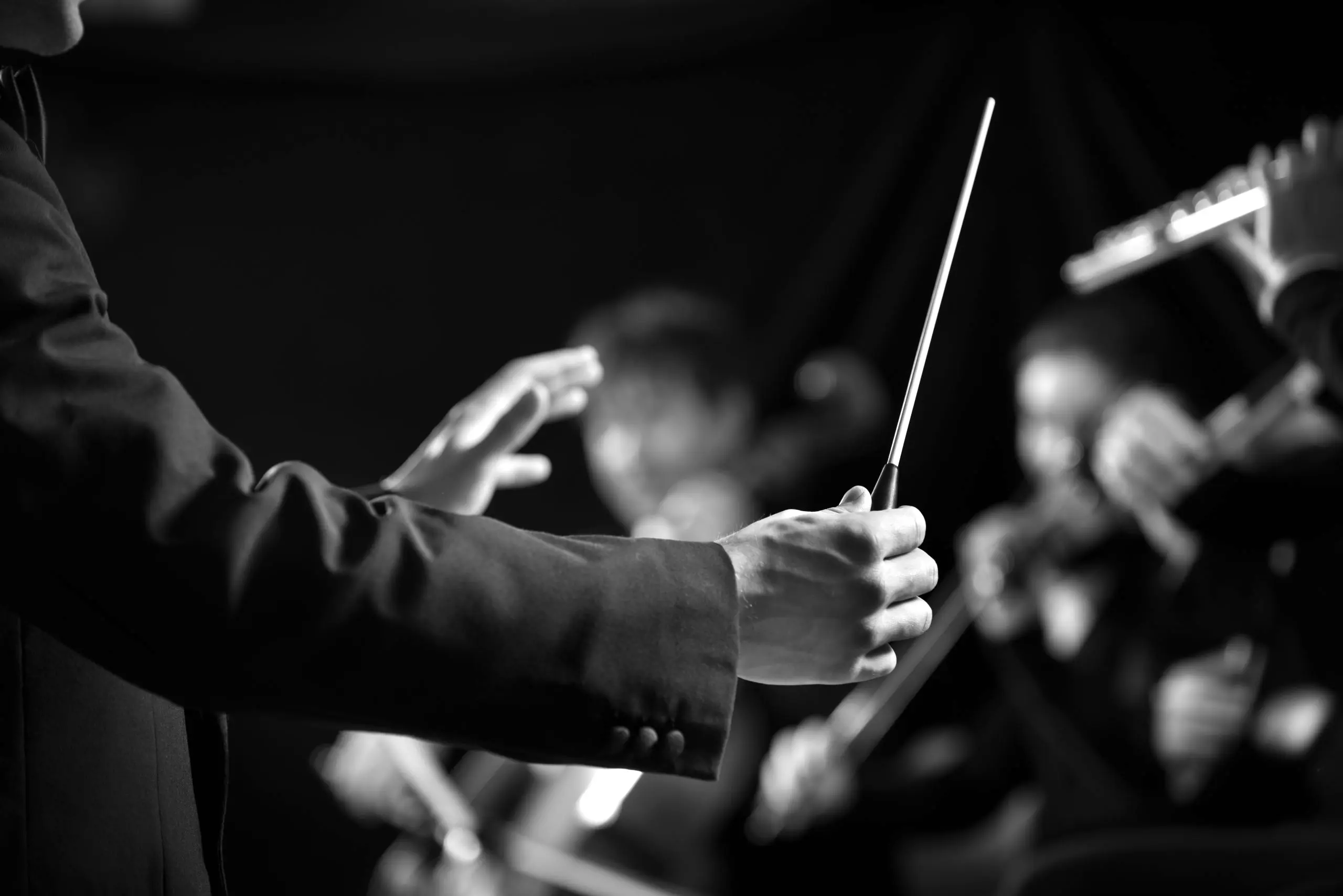orchestra conductor black and white