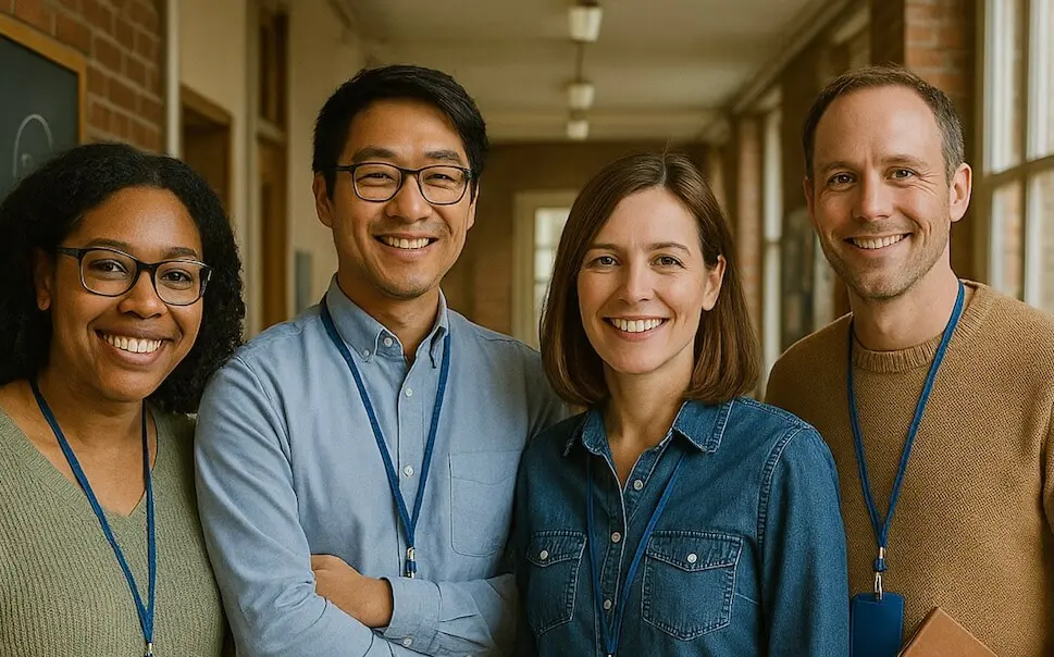 teachers travel smiling