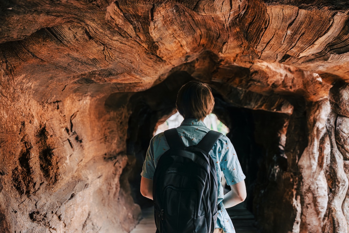student trip in cavern